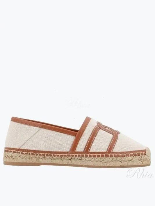 Kate Canvas Leather Espadrilles Shoes Beige - TOD'S - BALAAN 2