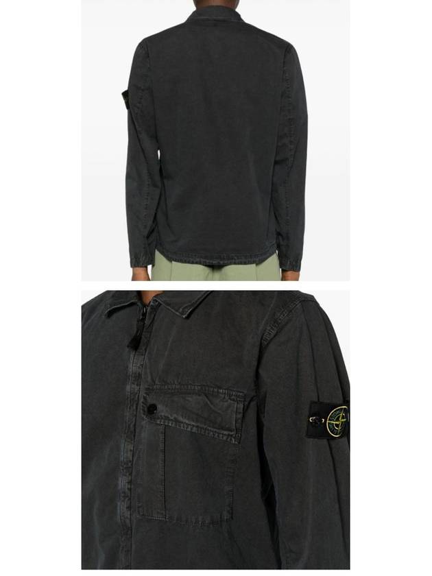 Old Treatment Garment Dyed Overshirt Jacket Charcoal - STONE ISLAND - BALAAN 6