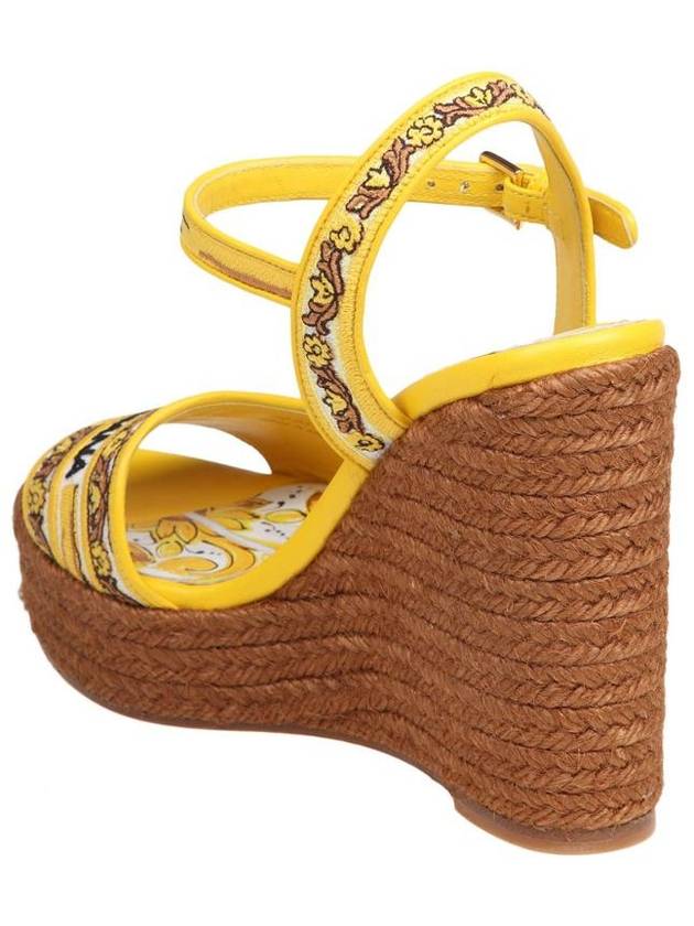 Dolce & Gabbana Canvas And Leather Wedge Sandal - DOLCE&GABBANA - BALAAN 4