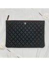 Large Classic Caviar Silver Logo Clutch Bag Black - CHANEL - BALAAN 2