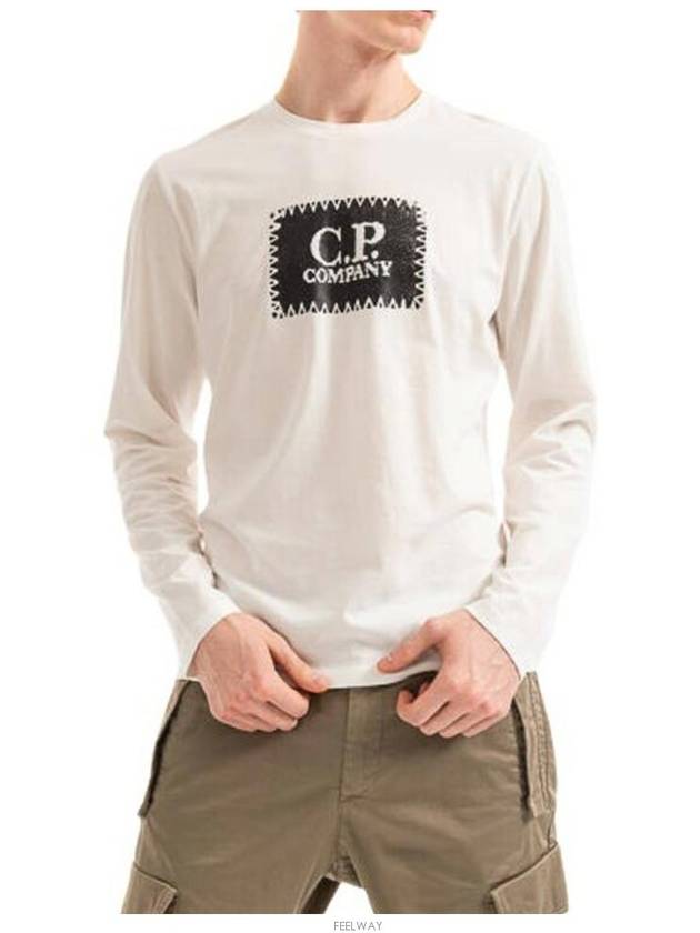 Men's Embroidery Logo Print Long Sleeve T-Shirt White - CP COMPANY - BALAAN 3