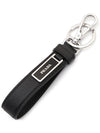 Logo Saffiano Leather Key Holder Black - PRADA - BALAAN 4