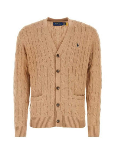 Pony Logo Cable Knit Cardigan Beige - POLO RALPH LAUREN - BALAAN 1