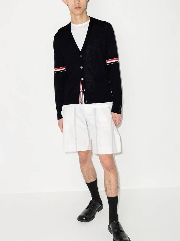 Stripe Armband Merino Wool Cardigan Navy - THOM BROWNE - BALAAN 4