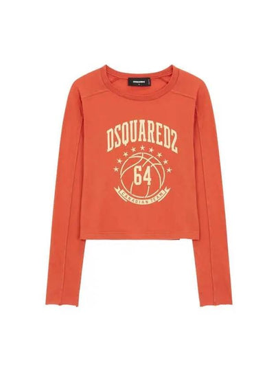 Women s Long Sleeve Logo T Shirt Dark Orange - DSQUARED2 - BALAAN 1