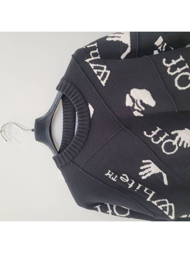 wool over logo pattern knit black - OFF WHITE - BALAAN.