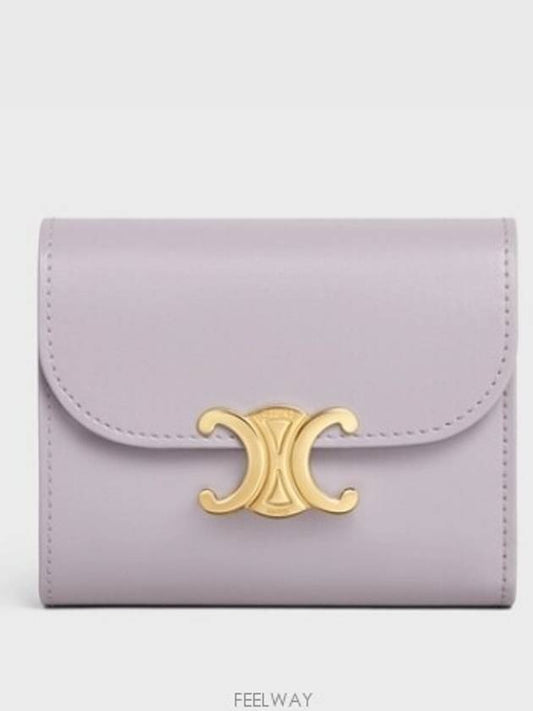 Shiny Triomphe Small Calfskin Half Wallet  Light Lilac Boutique - CELINE - BALAAN 2