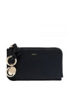 Alphabet Half Zipper Leather Card Wallet  Black - CHLOE - BALAAN 2