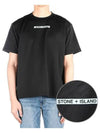 Men's Micrographic Print Short Sleeve T-Shirt Black - STONE ISLAND - BALAAN 2