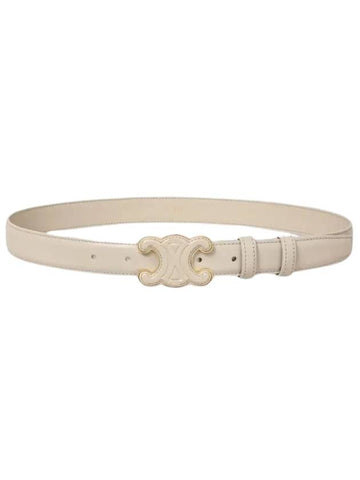 Medium Cuir Triomphe Taullon Leather Belt Light Stone - CELINE - BALAAN 1