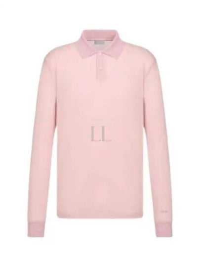 Men's Lightweight Cotton Blend Jersey Polo Shirt Pink - DIOR - BALAAN 2