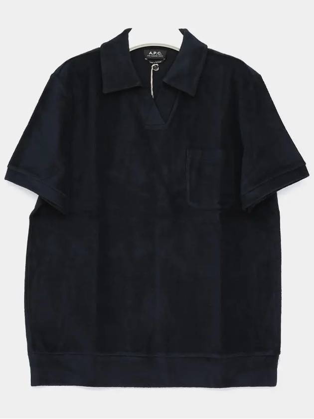 Fleece Pocket Polo Shirt Dark Navy - A.P.C. - BALAAN 3