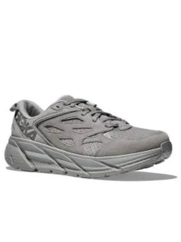 Clifton L Suede Low Top Sneakers Limestone - HOKA ONE ONE - BALAAN 1