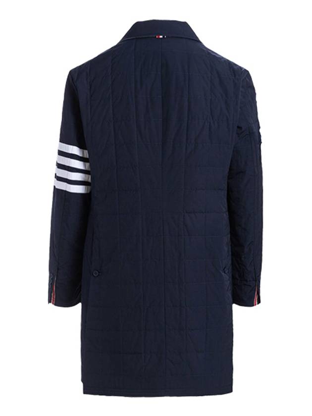 Men's Navy Downfill Chestfield Poly Twill Padded Coat - THOM BROWNE - BALAAN.