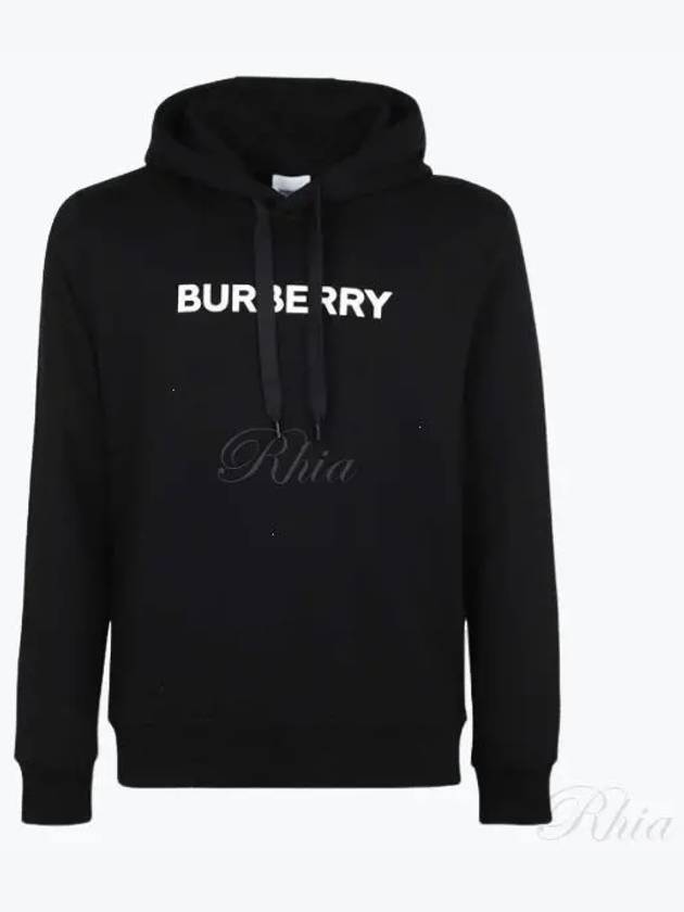 Logo Print Cotton Hoodie Black - BURBERRY - BALAAN 2