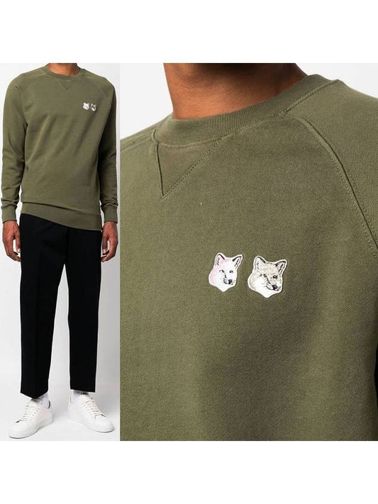 Monochrome Fox Head Patch Classic Sweatshirt Khaki - MAISON KITSUNE - BALAAN 2