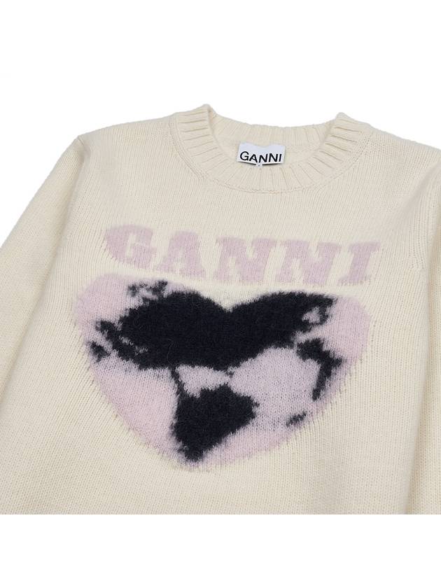 Heart Intarsia Knit Top Egret - GANNI - BALAAN 4