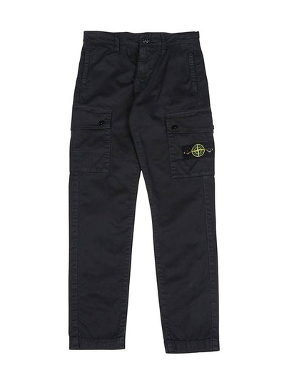 Kids 30115 Old Effect Garment Dyed Stretch Broken Twill Cargo Track Pants Black - STONE ISLAND - BALAAN 2