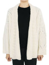 Women's Cable Knit Cashmere Cardigan Ivory - LORO PIANA - BALAAN 3