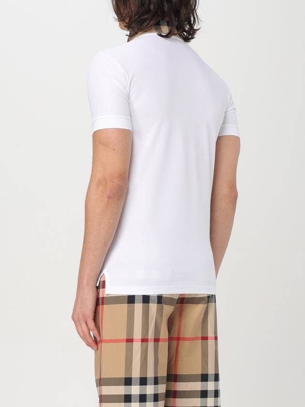 Men's Check Collar Cotton Polo Shirt White - BURBERRY - BALAAN 4