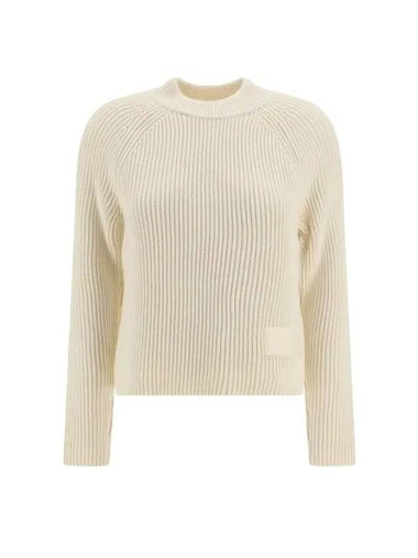 Logo Patch Wool Knit Top Beige - AMI - BALAAN 1