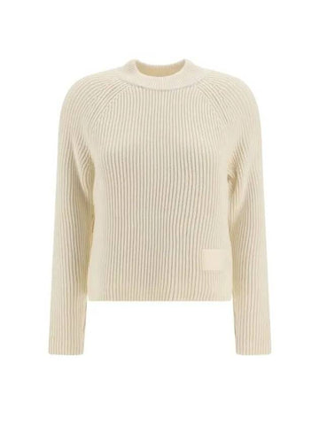 Logo Patch Wool Knit Top Beige - AMI - BALAAN 1