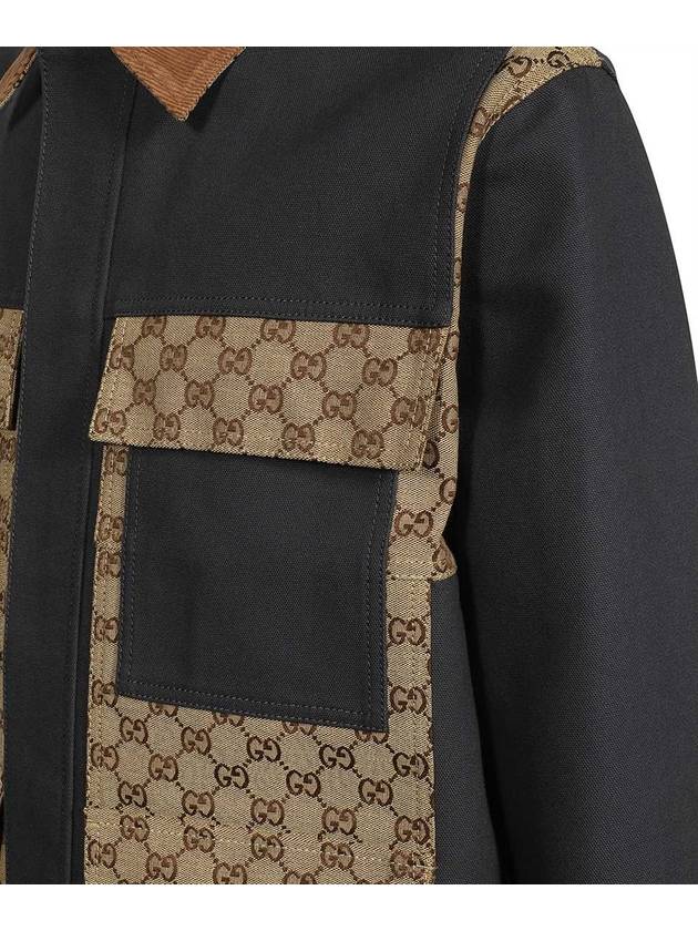 Patchwork GG Supreme Cotton Canvas Jacket Dark Grey - GUCCI - BALAAN 5