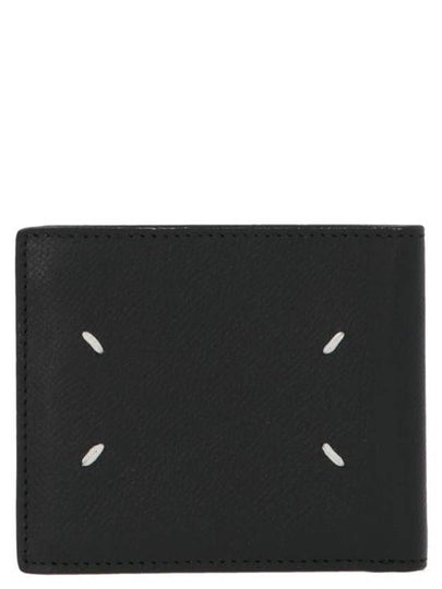 Stitched Bifold Leather Half Wallet Black - MAISON MARGIELA - BALAAN 2