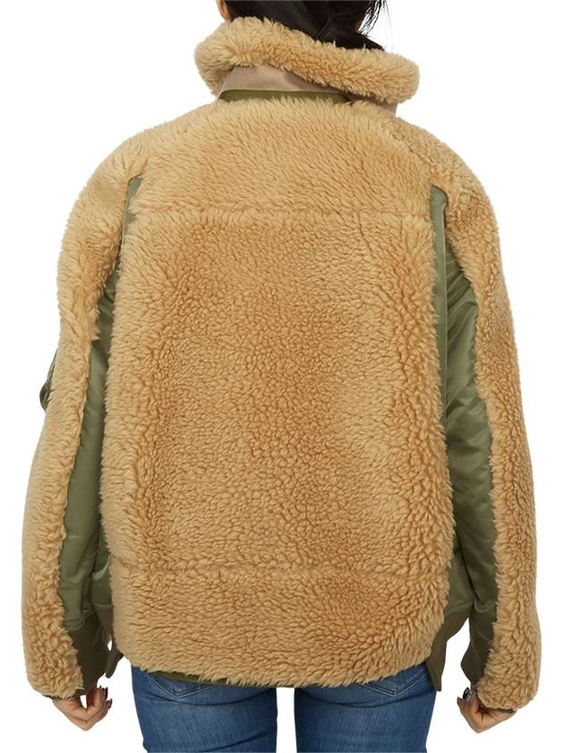 Panelled Teddy Faux Jacket Brown Green - SACAI - BALAAN 9