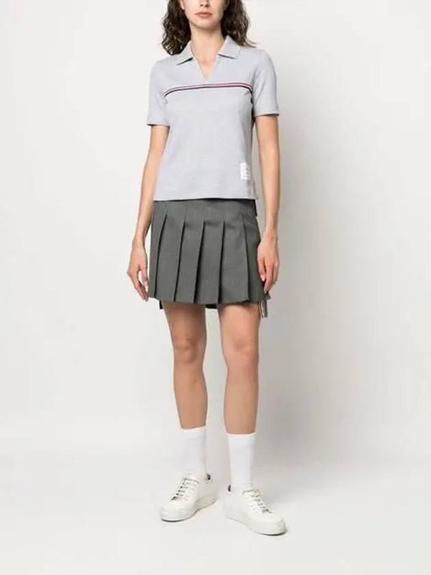 Three Stripes High Twist Rib Polo Shirt Grey - THOM BROWNE - BALAAN 7