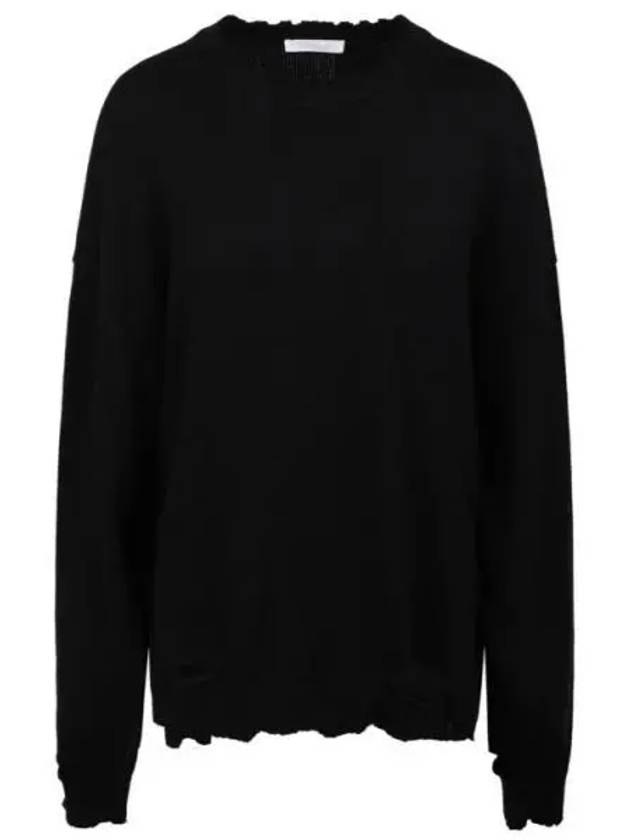 Distressed Crewneck Jumper Knit Top Black - HELMUT LANG - BALAAN 2