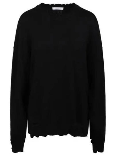 Distressed Crewneck Jumper Knit Top Black - HELMUT LANG - BALAAN 2