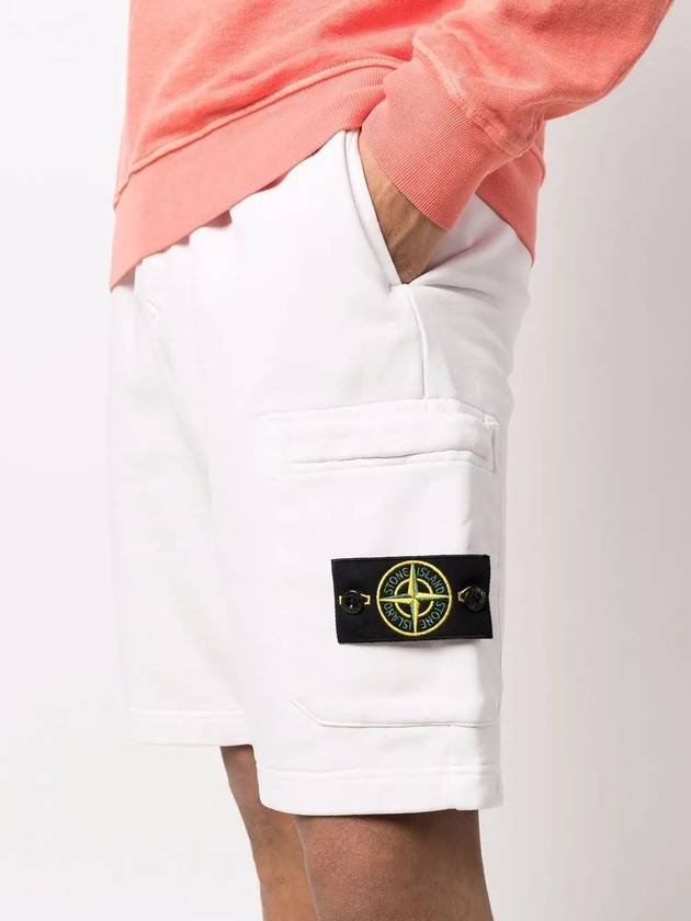 Waffen Patch  Fleece Bermuda Shorts White - STONE ISLAND - BALAAN 3