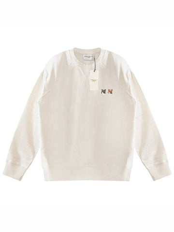 FM00358KM0002 EC Double Fox Men's Sweatshirt Ecru - MAISON KITSUNE - BALAAN 1