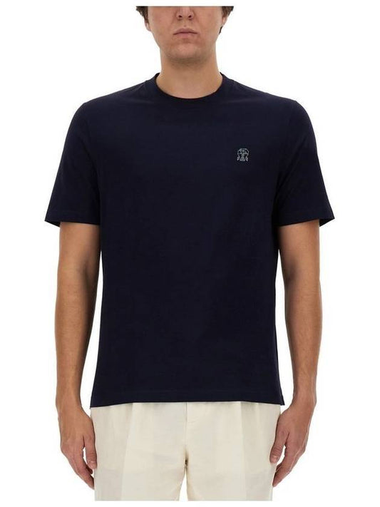 Logo Short Sleeve T-shirt Blue - BRUNELLO CUCINELLI - BALAAN 1