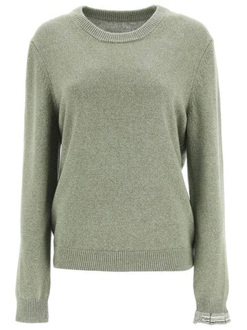 Stitched Round Neck Wool Knit Top Green - MAISON MARGIELA - BALAAN 1