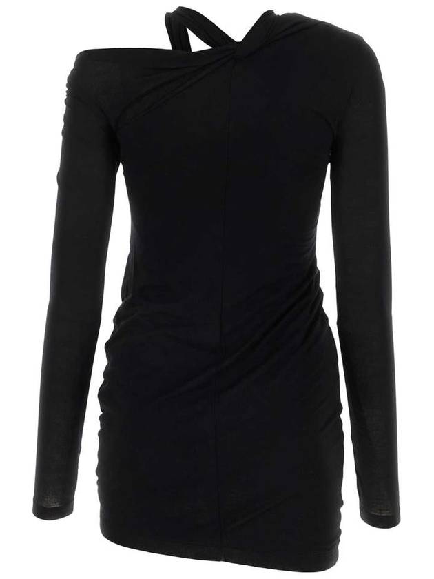 Twisted Asymmetric Mini Dress Black - HELMUT LANG - BALAAN 3