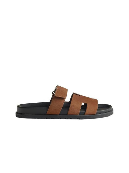 Chypre Sandals Suede Goatskin Brun Fume - HERMES - BALAAN 1