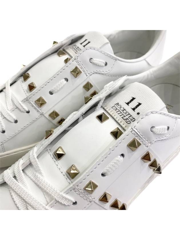 Rockstud Untitled Open Low Top Sneakers White - VALENTINO - BALAAN 3