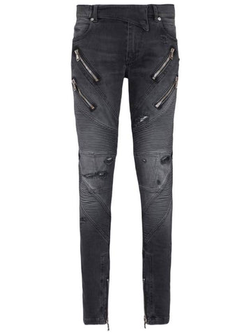 Men s Slim Fit Biker Jeans Black - BALMAIN - BALAAN 1