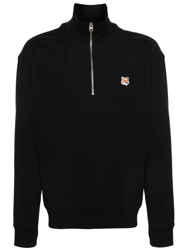 Fox Head Patch Half Zipper Sweatshirt Black - MAISON KITSUNE - BALAAN 2