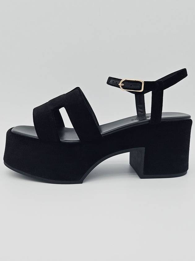 Jam 30 Platform Velvet Sandal Heels Black - HERMES - BALAAN 6