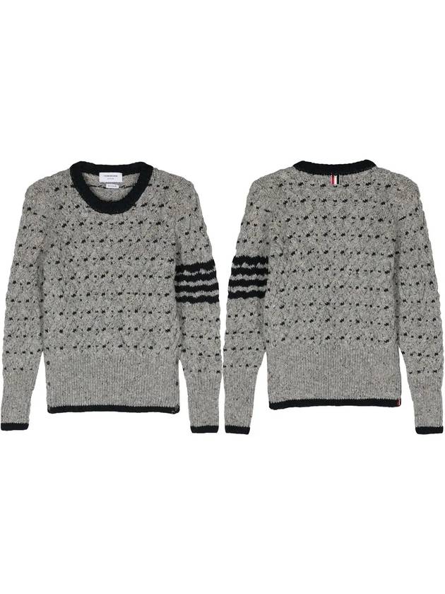 4 Bar Cable Knit Top Grey - THOM BROWNE - BALAAN 2