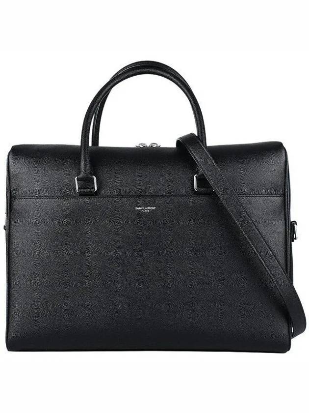 Logo Leather Brief Case Black - SAINT LAURENT - BALAAN 2