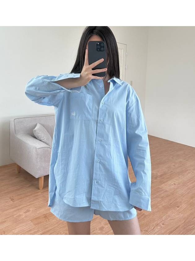 Pop Graffiti Oversized Shirt Sky Blue - STUSSY - BALAAN 5