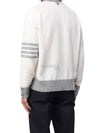 V-Neck 4-Bar Wool Cardigan White - THOM BROWNE - BALAAN 9