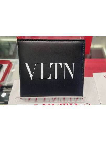 Men's VLTN Logo Half Wallet Black - VALENTINO - BALAAN 2