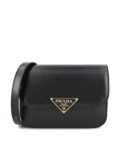 Triangle Logo Leather Cross Bag Black - PRADA - BALAAN 2