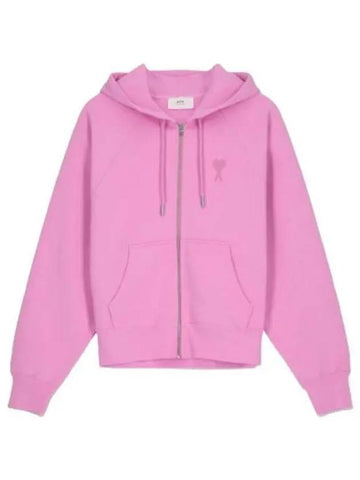 Small heart logo raglan zip up hoodie pink - AMI - BALAAN 1