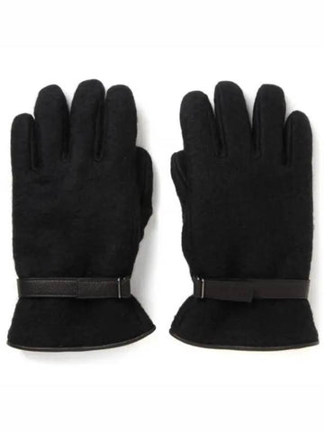 Brushed ALPACA WOOL MELTON GLOVES BLACK A23AG08ASM Brushed alpaca wool melton gloves - AURALEE - BALAAN 1